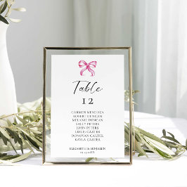 Tarjeta De Mesa Sencilla y elegante Coquette Boda