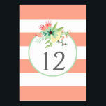 Tarjeta De Mesa Sencillamente Floral & Stripes Número de tabla Tar<br><div class="desc">Sencillamente Floral & Stripes Número de tabla Tarjetas / Peach Mint</div>