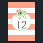 Tarjeta De Mesa Sencillamente Floral & Stripes Número de tabla Tar<br><div class="desc">Sencillamente Floral & Stripes Número de tabla Tarjetas / Peach Mint</div>