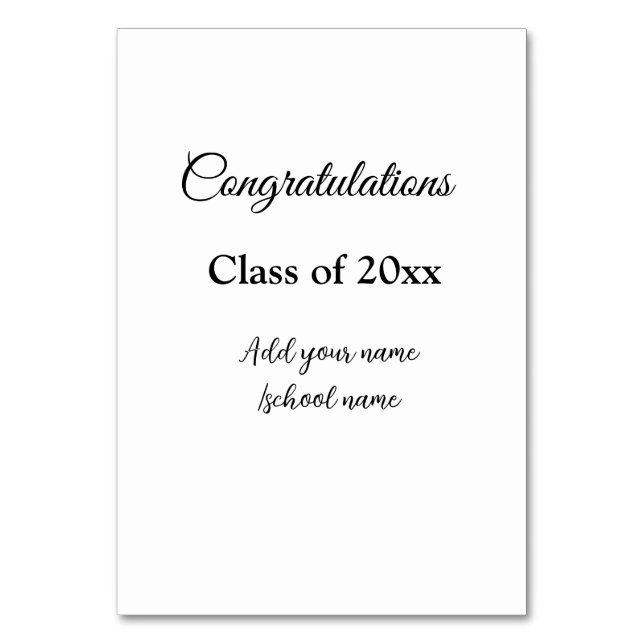 Tarjeta De Mesa Sencillas felicitaciones por graduación mínima aña (Anverso)