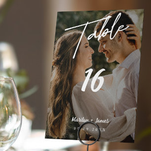 Tarjeta De Mesa Sencillez elegante: moderna foto diagonal rayada