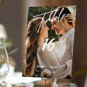 Tarjeta De Mesa Sencillez elegante: moderno Boda de fotos mínimo