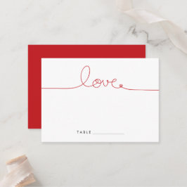 Tarjeta De Mesa Sencillo Amor Amor Corazón Rojo Boda Minimalista