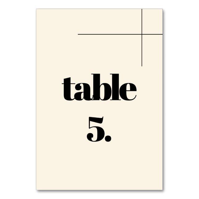 Tarjeta De Mesa Sencillo boda de crema y moda (Anverso)