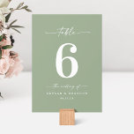 Tarjeta De Mesa Sencillo Boda verde de hoja clara de color sólido<br><div class="desc">Sencillo Color Sencillo Leña Clara Boda Verde Número De Mesa De La Cena De La Recepción. Esta moderna tarjeta de mesa de moda es sencilla, clásica y elegante, con un color de fondo sólido y un tipo de letra caligrafía con bonito con cruz. Mostrado en la nueva autopista. Disponible en...</div>