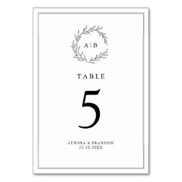 Tarjeta De Mesa Sencillo Boda Verde Floral Timeless Floral