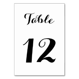 Tarjeta De Mesa Sencillo Elegante Script de Boda Partido Blanco Ne