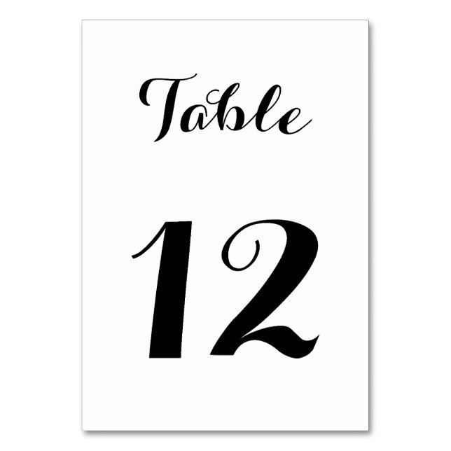 Tarjeta De Mesa Sencillo Elegante Script de Boda Partido Blanco Ne (Anverso)