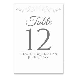 Tarjeta De Mesa Sencillo matrimonio elegante blanco y gris