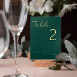 Tarjeta De Mesa Sencillo oro verde esmeralda Minimalista moderno<br><div class="desc">Personalizar esta elegante y elegante tarjeta de números de mesa de color verde esmeralda y oro minimalista. Por favor,  ten en cuenta que el oro en este diseño es una impresión de color amarillo,  no un Relieve metalizado de oro real.</div>
