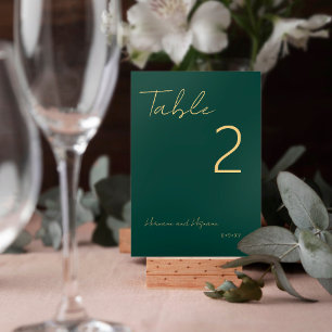 Tarjeta De Mesa Sencillo oro verde esmeralda Minimalista moderno