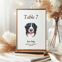 Tarjeta De Mesa Sencillo perro moderno de acuarela de boda