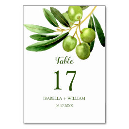 Tarjeta De Mesa Sencillo y elegante Boho Olive Summer Garden Weddi
