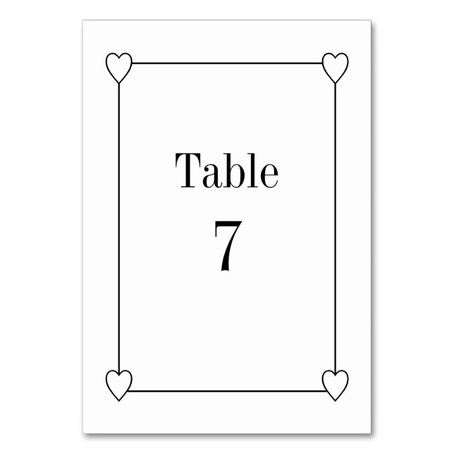 Tarjeta De Mesa Sencillo y romántico Corazón Boda Blanco (Anverso)