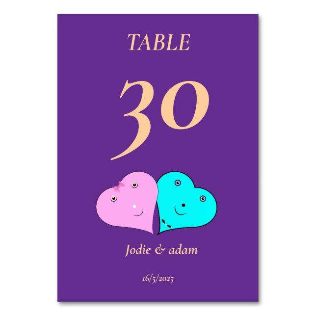 Tarjeta De Mesa señor y señora corazones (Anverso)