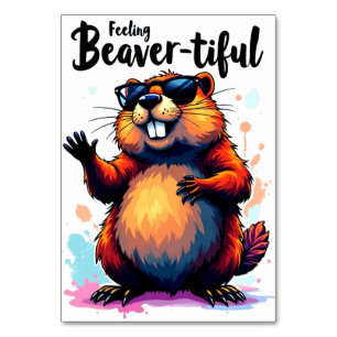 Tarjeta De Mesa Sensación de belleza - Gráfica divertida de castor