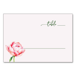 Tarjeta De Mesa Serena Peonía Rosa