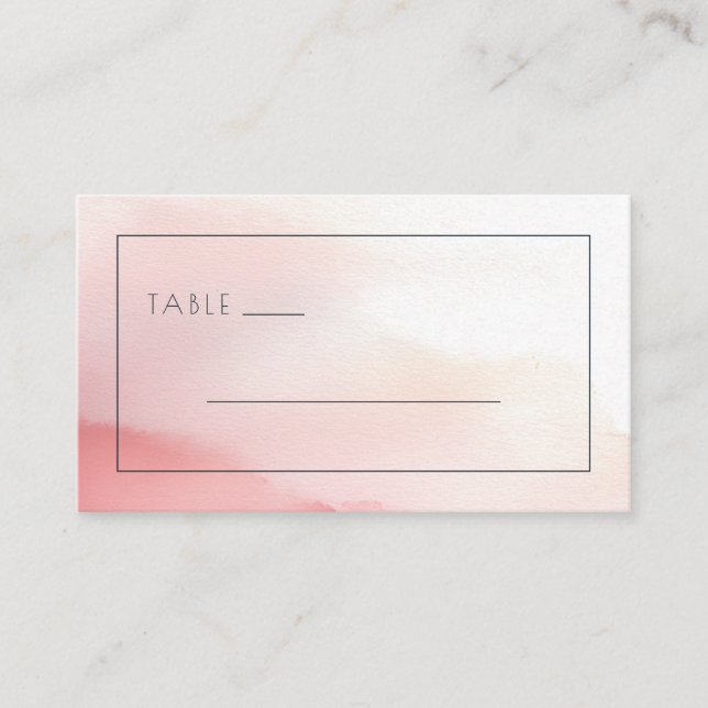 Tarjeta De Mesa Serenas Líneas de Acuarela Rosa (Anverso)