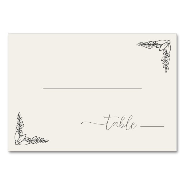Tarjeta De Mesa Serene Black Botanical Minimalism (Anverso)