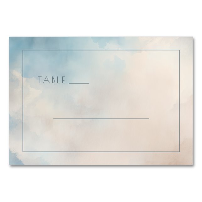 Tarjeta De Mesa Serene Blue Watercolor Table Sign (Anverso)