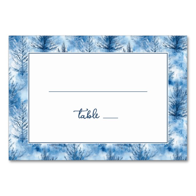 Tarjeta De Mesa Serene Blue Winter Trees (Anverso)
