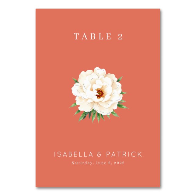 Tarjeta De Mesa Serene Coral Floral Illustration (Anverso)
