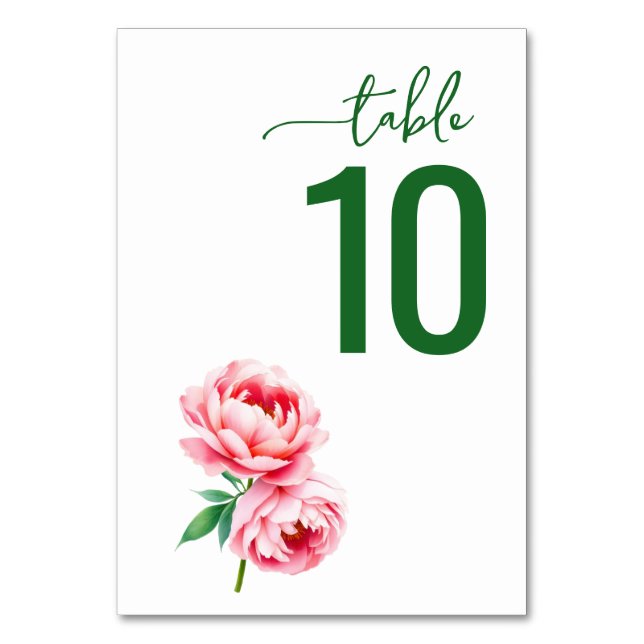 Tarjeta De Mesa Serene Green Floral Wedding Table Card (Anverso)