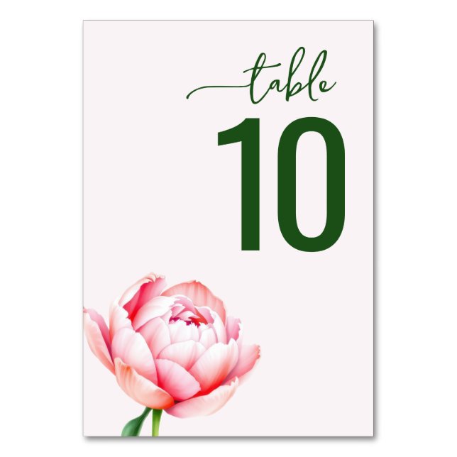 Tarjeta De Mesa Serene Green Floral Wedding Table Card (Anverso)
