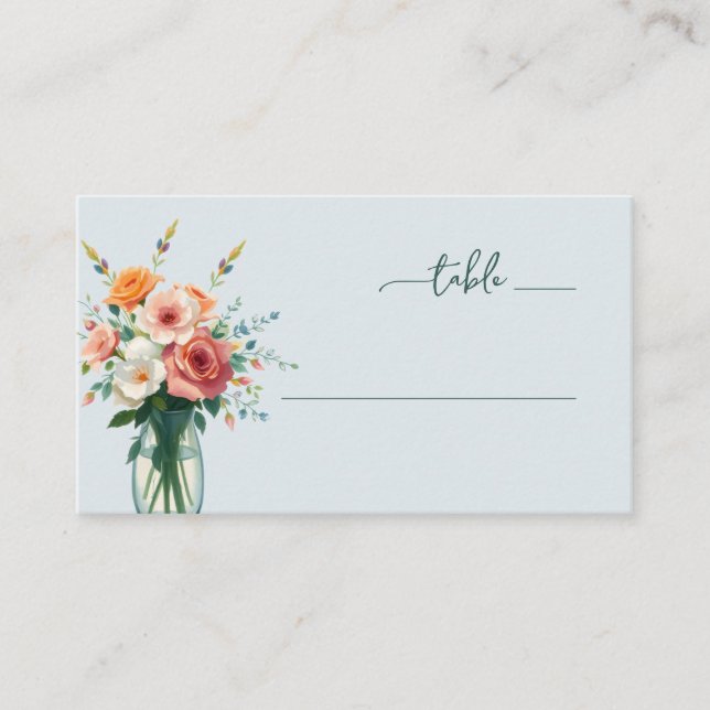Tarjeta De Mesa Serene Light Blue Floral Table Sign (Anverso)