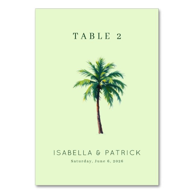 Tarjeta De Mesa Serene Mint Tropical Palm Tree (Anverso)