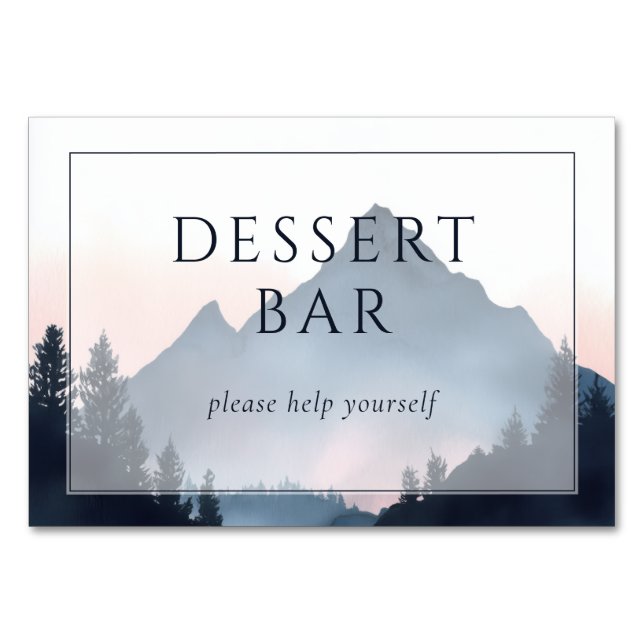 Tarjeta De Mesa Serene Mountain Dessert Bar Invitation (Anverso)