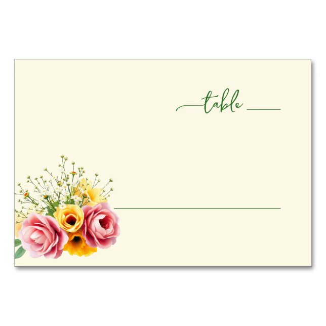 Tarjeta De Mesa Serene Pastel Floral Bouquet (Anverso)