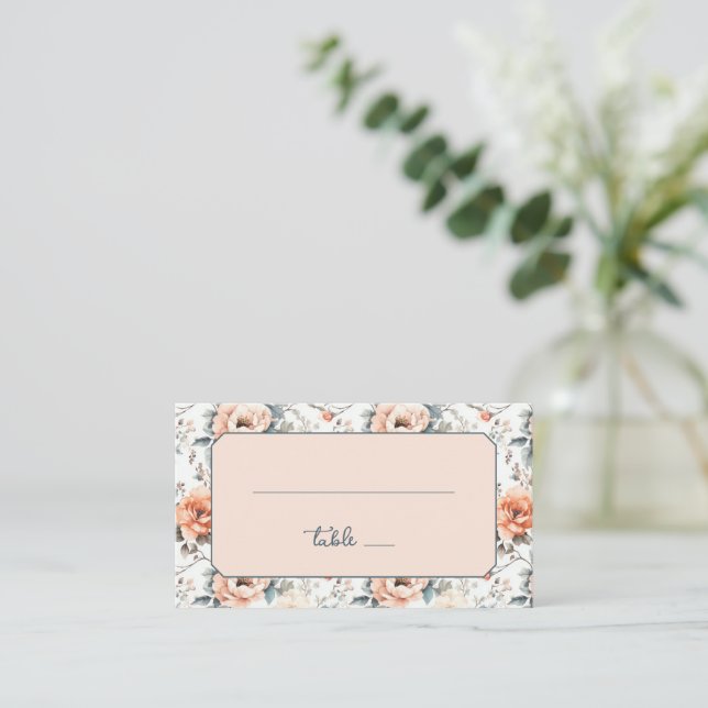 Tarjeta De Mesa Serene Peach Vintage Floral (Anverso de pie)