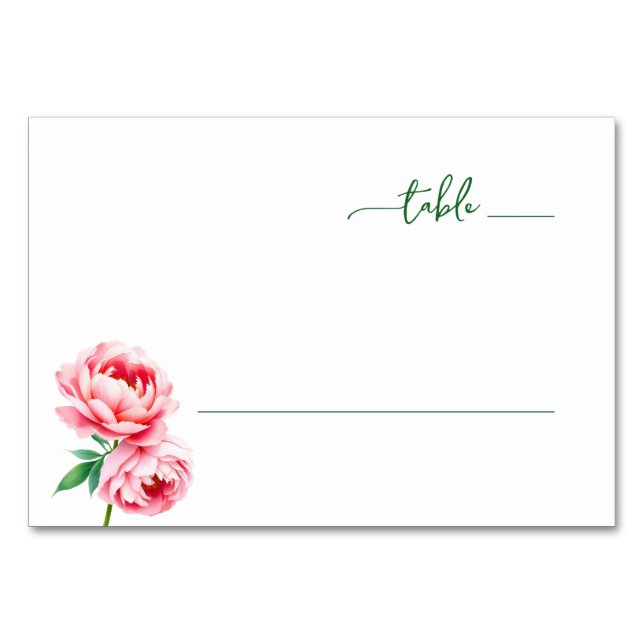 Tarjeta De Mesa Serene Pink Floral Minimalist (Anverso)
