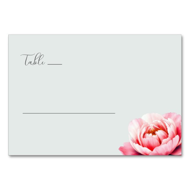 Tarjeta De Mesa Serene Pink Minimalist Peony (Anverso)