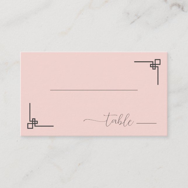 Tarjeta De Mesa Serene Pink Minimalist Table Illustration (Anverso)