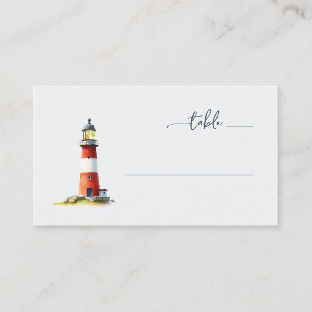 Tarjeta De Mesa Serene Red Watercolor Lighthouse (Anverso)