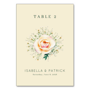 Tarjeta De Mesa Sereno Círculo Floral Acuarela en Crema