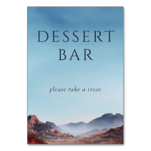 Tarjeta De Mesa Sereno paisaje desértico acuarela azul