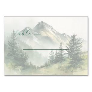 Tarjeta De Mesa Sereno paisaje montañoso de acuarela en verde apag