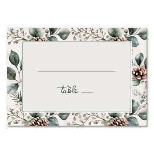 Tarjeta De Mesa Sereno Verde Bordado Botánico Rústico