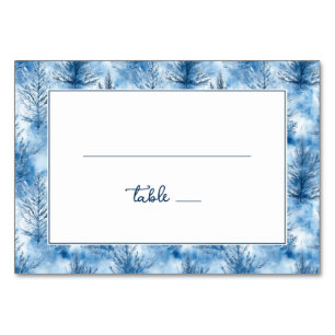 Tarjeta De Mesa Serenos Árboles de Invierno Azules