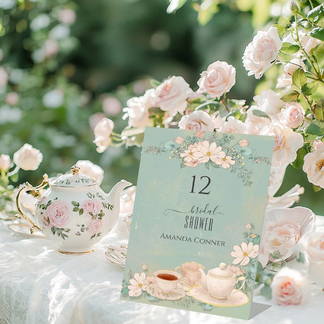Tarjeta De Mesa Shabby chic Tea Fiesta Bridal Shower (Subido por el creador)