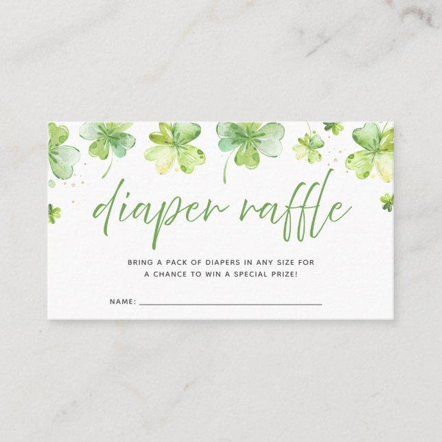 Tarjeta De Mesa Shamrock Baby Shower Diaper Raffle Insert Card (Anverso)