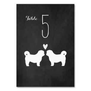 Tarjeta De Mesa Shih Tzu Dog Silhouettes Recepción de bodas