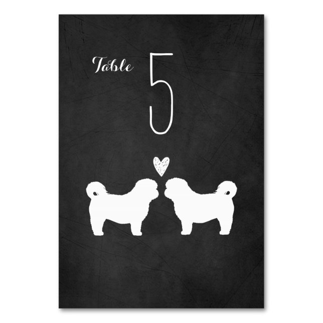 Tarjeta De Mesa Shih Tzu Dog Silhouettes Recepción de bodas (Anverso)