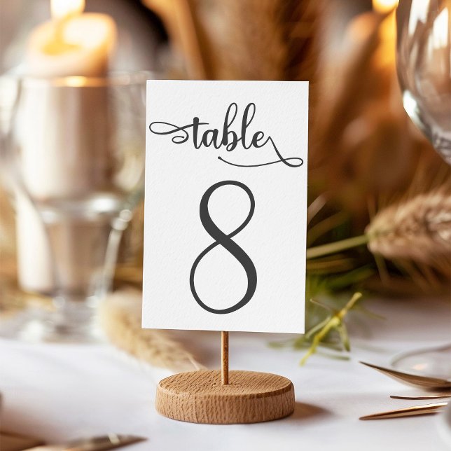 Tarjeta De Mesa Signo blanco negro | 3,5x5 número de cuadro | Cuad (Subido por el creador)