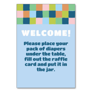 Tarjeta De Mesa Signo de bienvenida de Baby Shower en bloques colo