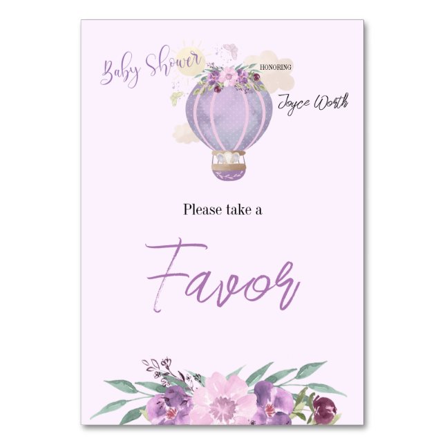 Tarjeta De Mesa Signo de la mesa de elefantes de globo aerostático (Anverso)