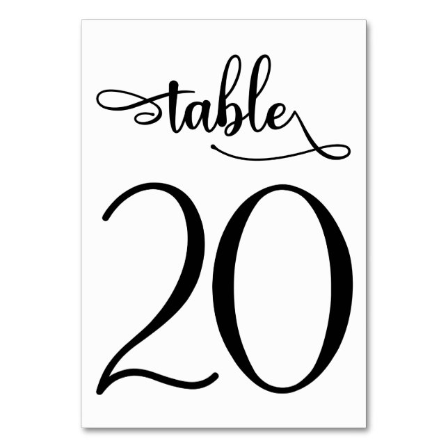 Tarjeta De Mesa Signo negro simple | 3,5x5 número de cuadro | Cuad (Reverso)